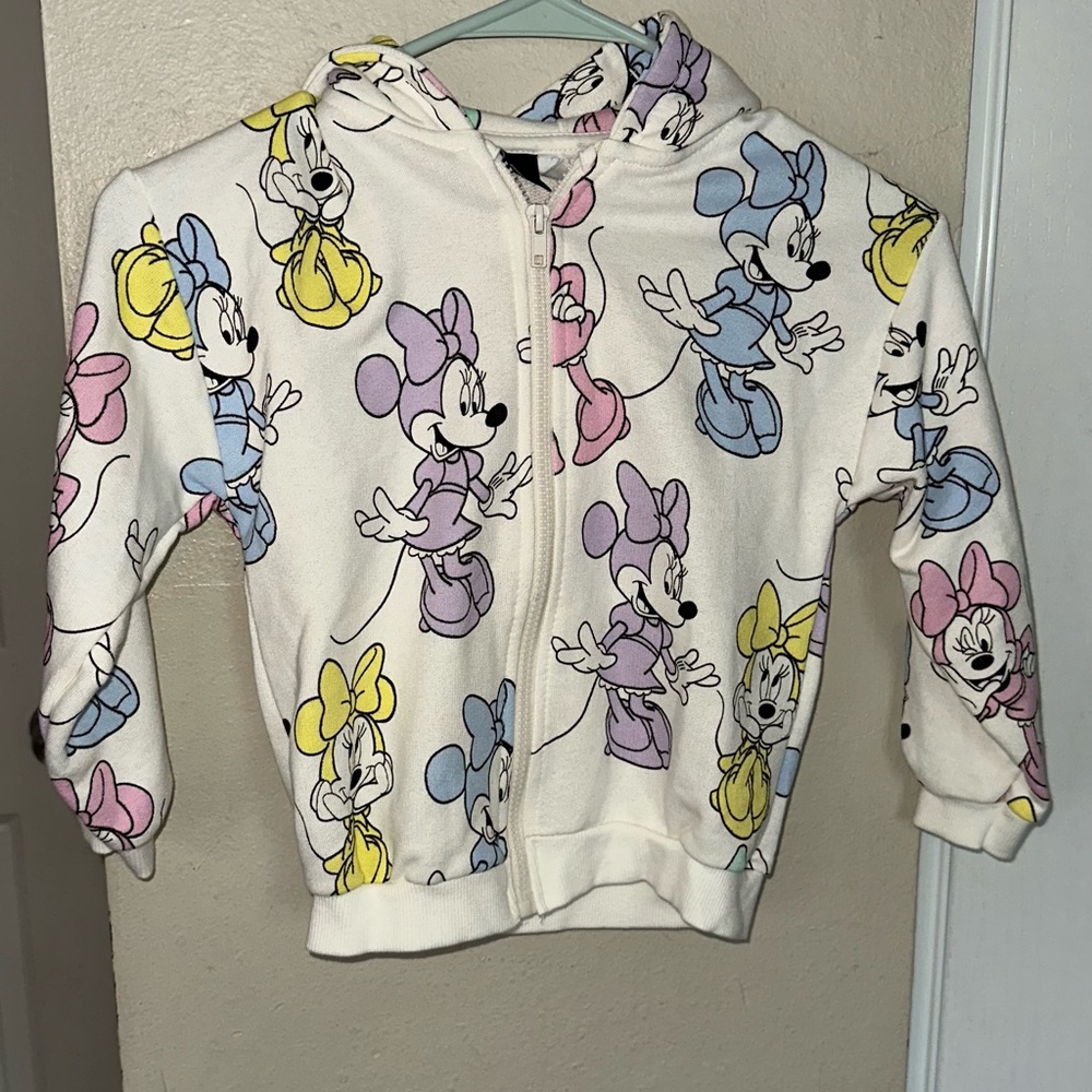 Zara Kids Hoodie with Cartoon Print - White and Multicolor